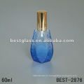 60мл синий покрашенная стеклянная бутылка с спрейером и крышкой,шелкография приемлема